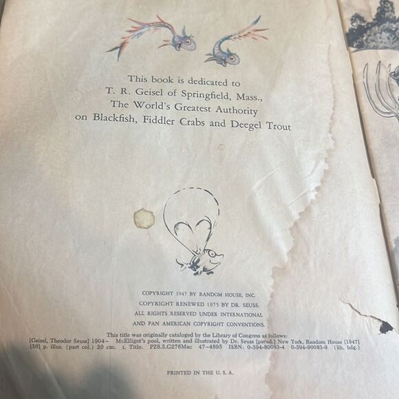 McElligot's Pool by Dr. Seuss 1975 inside manuscript only - Picture 2 of 11